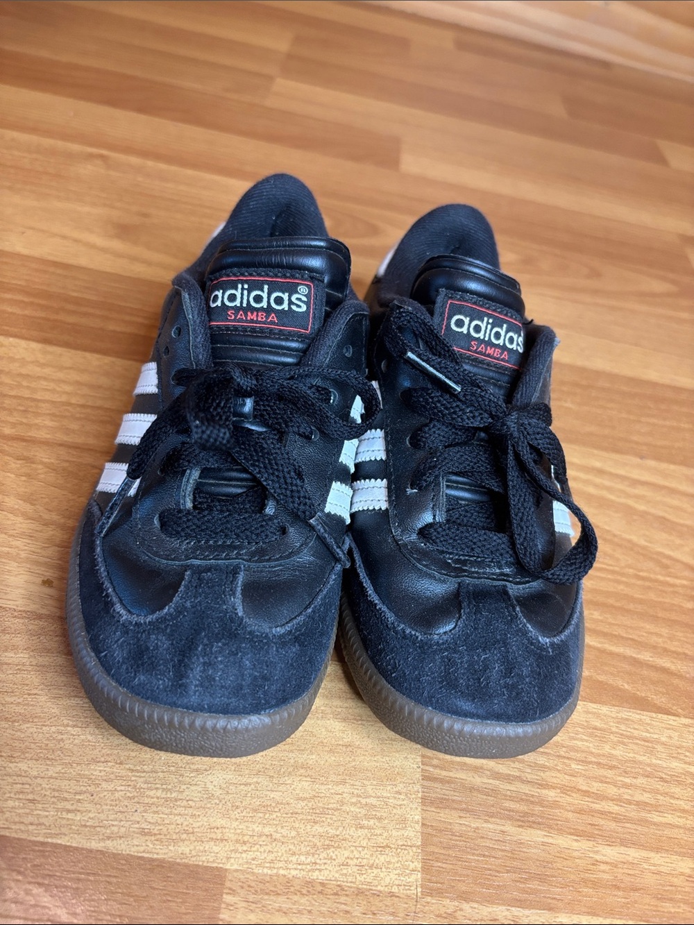 adidas Kids Samba Sneakers - Black with White Stripes